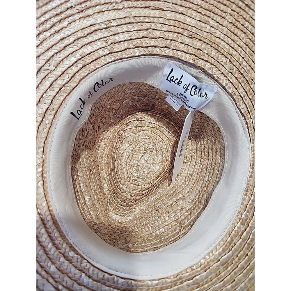 Lack of Color The Spencer Boater hat Natural Straw Wide Brim Sz Med 57cm - Picture 4 of 9